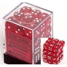 CHX 23804 Red w/White (36 Translucent 12mm Pipped d6 Dice Block)